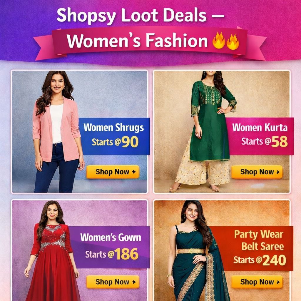 Shopsy Loot Deals Womens Fashion Women Shrugs Starts 90 Women Kurta Starts 