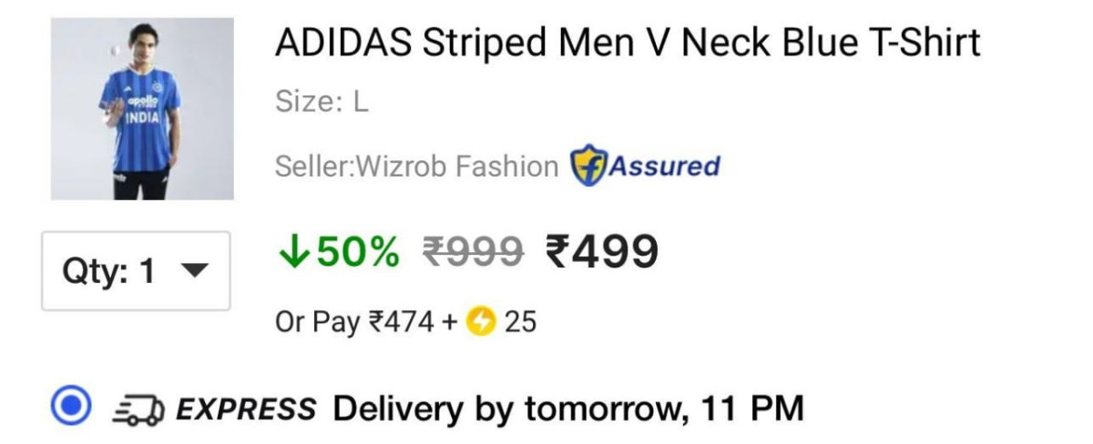 Flipkart Flat 50 On Adidas India Cricket Jersey 499 Link