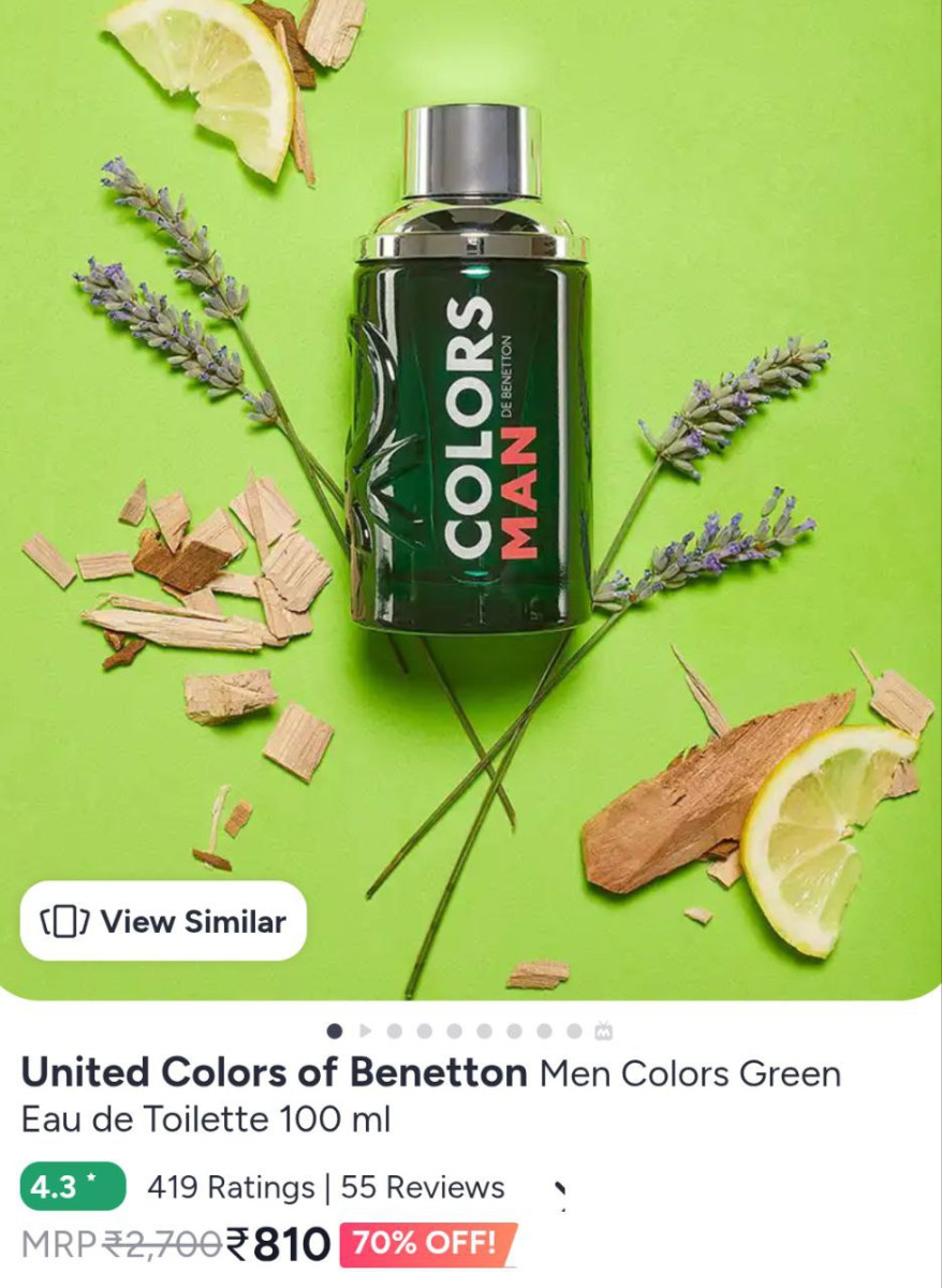 Myntra Ucb Perfumes Flat 70 United Colors Of Benetton Men Colors Green Eau 