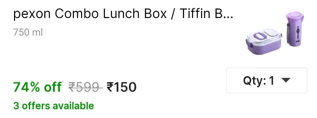 Grab Lunch Box With Bottle At 150