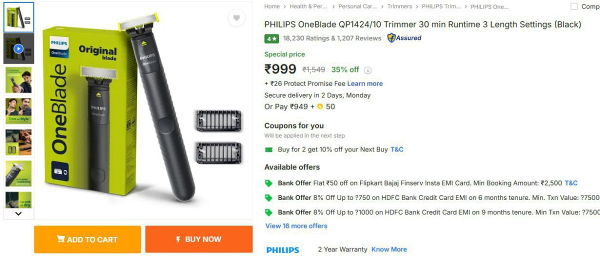 Philips Genz Most Loved Oneblade Trimmer 999