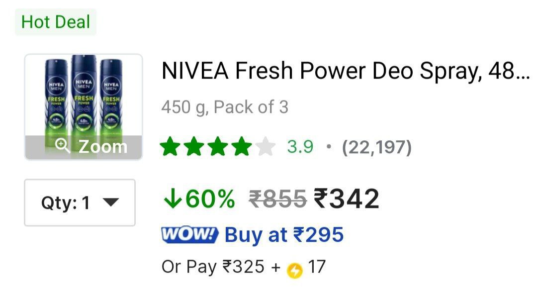 60 Nive Deodorant Spray ( 450 Ml Pack Of 3) 342pack Of 2 282masterlink 70 O