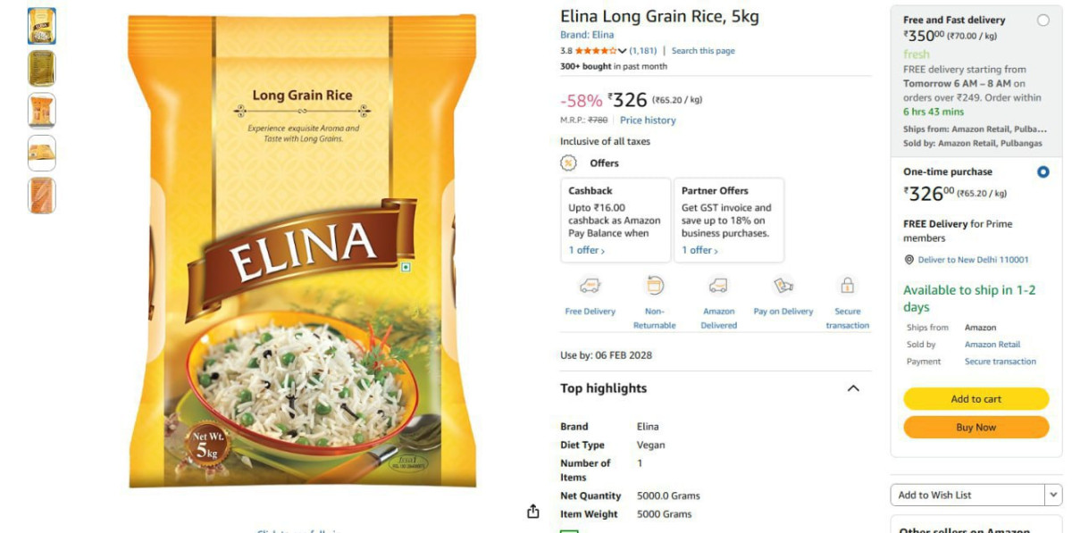 Elina Long Grain Rice 5kg 326