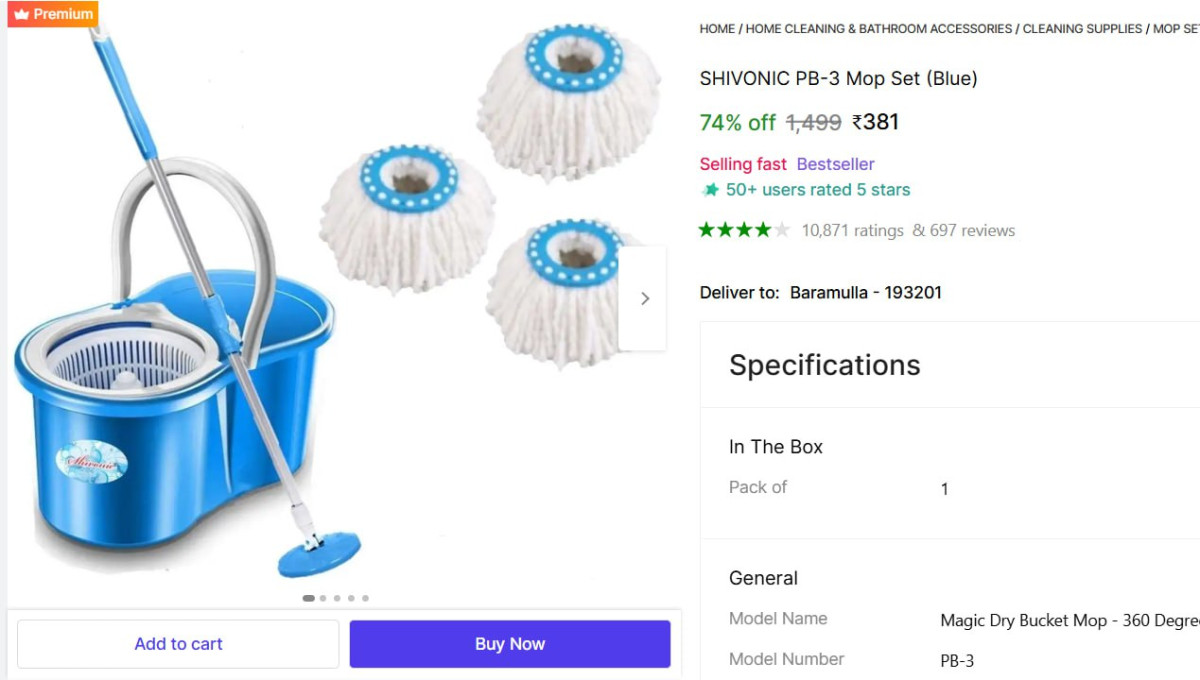 Spin Mop With Set Of 3 Washer 381