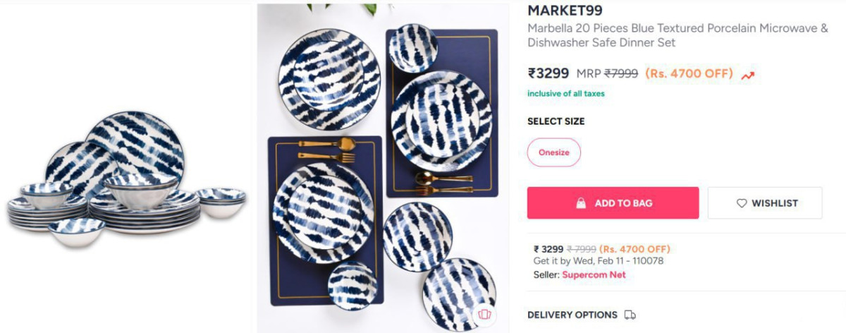 Myntra 20 Pieces Microwave Dishwasher Dinner Set At Just Rs 2959link