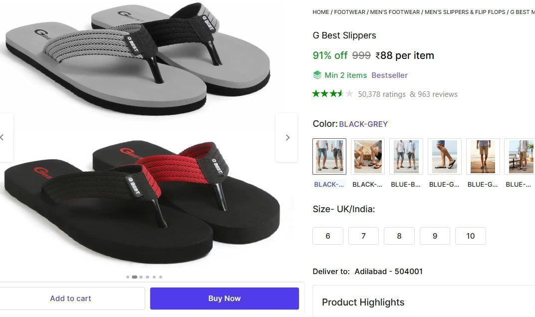 Best Slippers Buy 88min Buy 2 Qnty