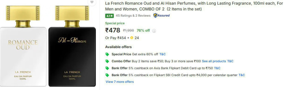 - La French Romance Oud And Al Hisan Perfumes At Rs 478