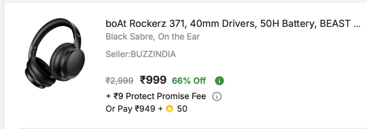 - Boat Rockerz 371 40mm Drivers At Rs 999-