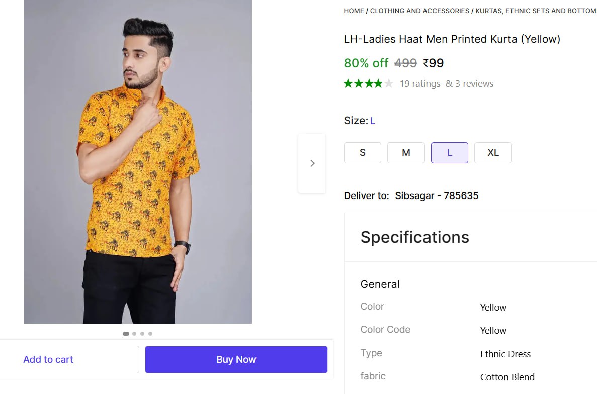 Men Printed Kurta (yellow) 99