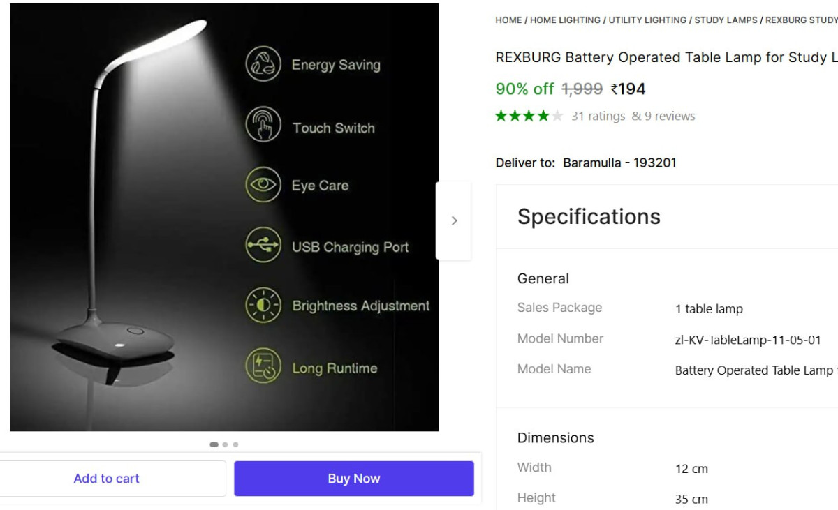 Rechargeable Study Lamp 194flexible Touch Control Feature