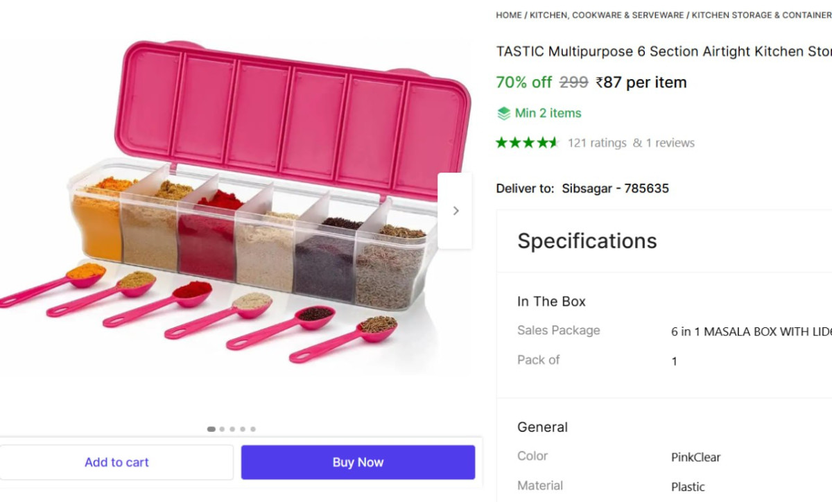 -section Airtight Spice Box With Spoon 87