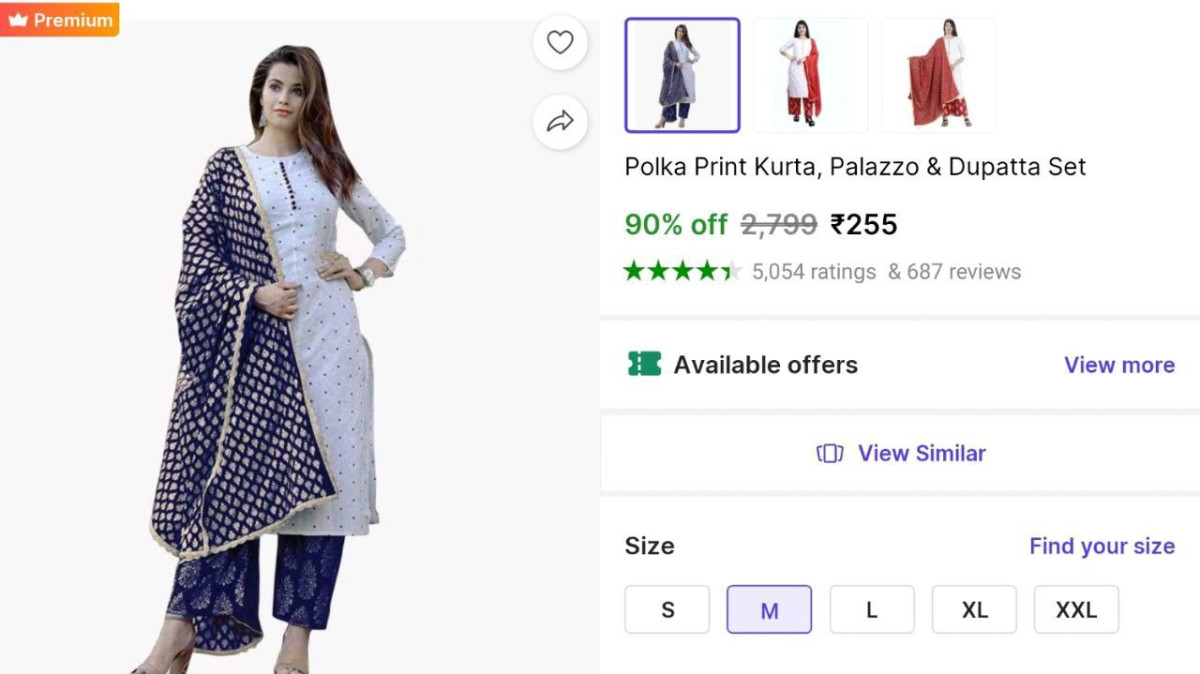 Women Kurta Pant Dupatta Set 255size - M