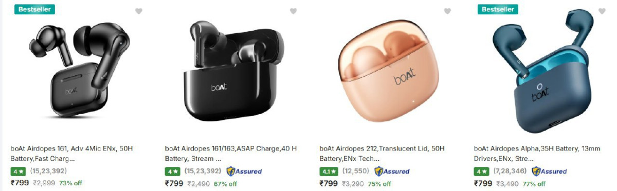 Branded Earbuds Starts 799 Boat Realme Oneplus Fire-boltt Boult