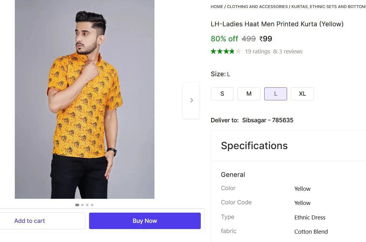 Men Printed Kurta (yellow) 99