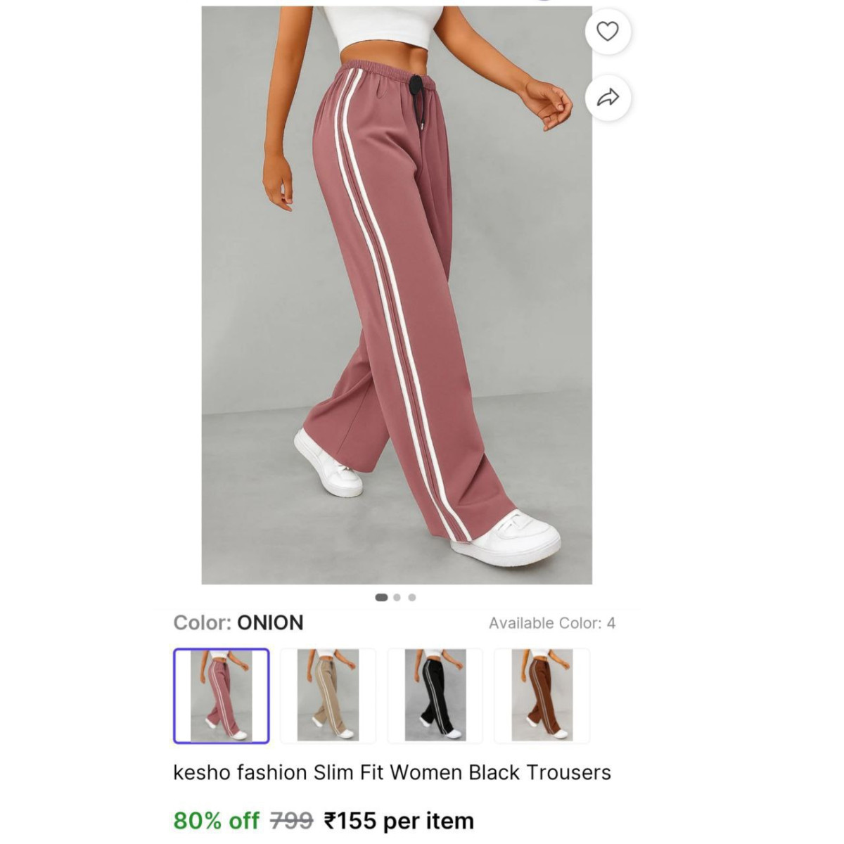 Women Slim Fit Trouser 155min 2 Buy Qty