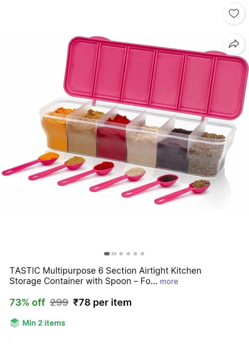 -section Airtight Spice Box With Spoon 78check Min Buy Quantity