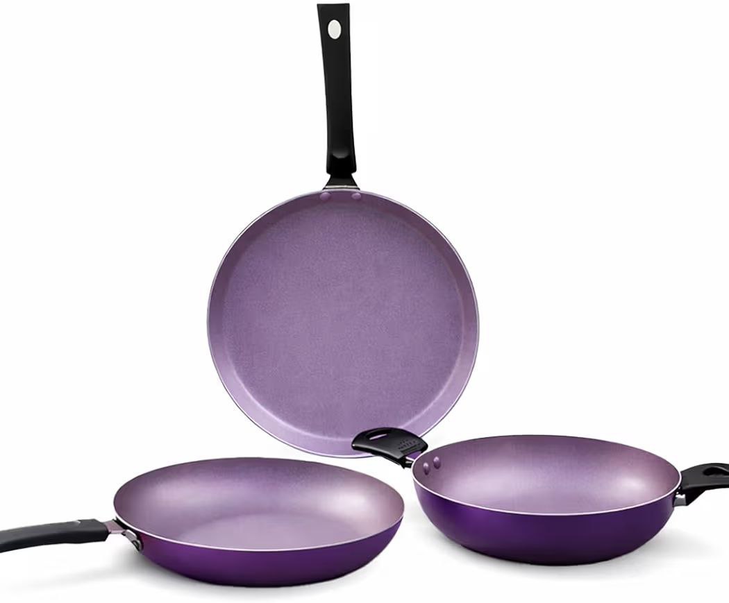 Wonderchef Valencia Non-stick Cookware 3 Piece Set Kadhai Fry Pan Dosa Tawa