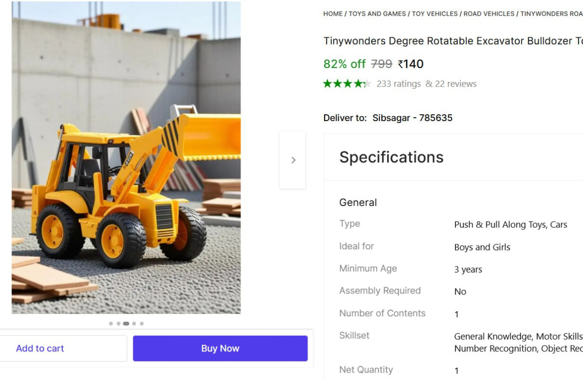 Bulldozer Toy (movable) At 140