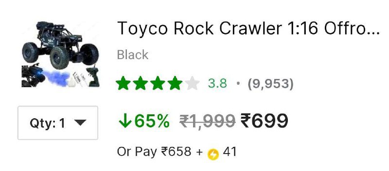 Grab Offroad Monster Truck With Smoke Function Rs 699