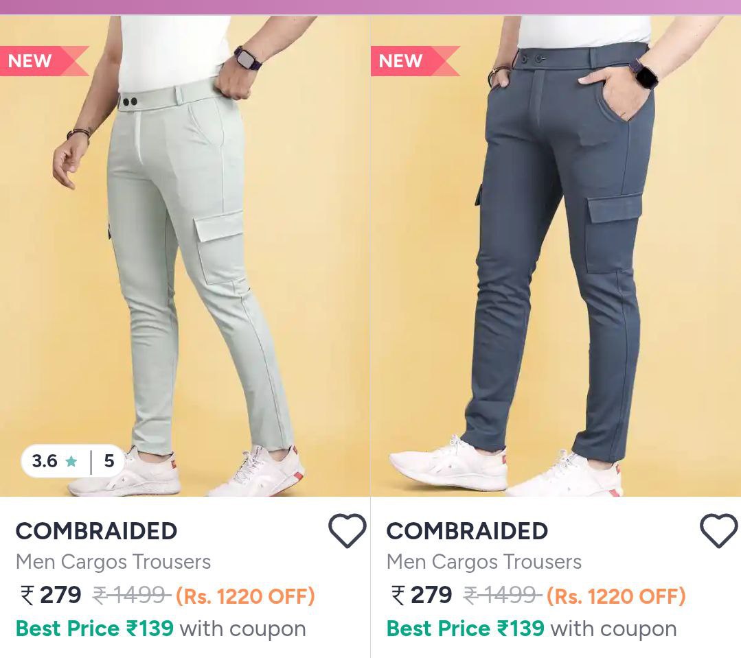 Myntra Branded Cargo Trousers Starts 279men Women