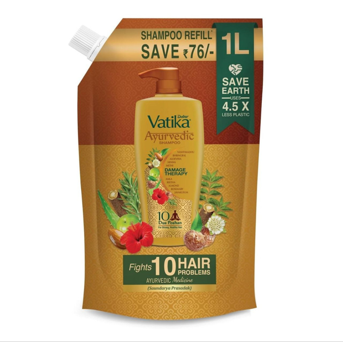 Dabur Vatika Ayurvedic Shampoo Refill Pouch - 1 L 290