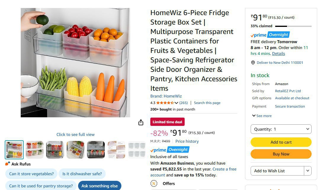 6-piece Fridge Storage Box Set