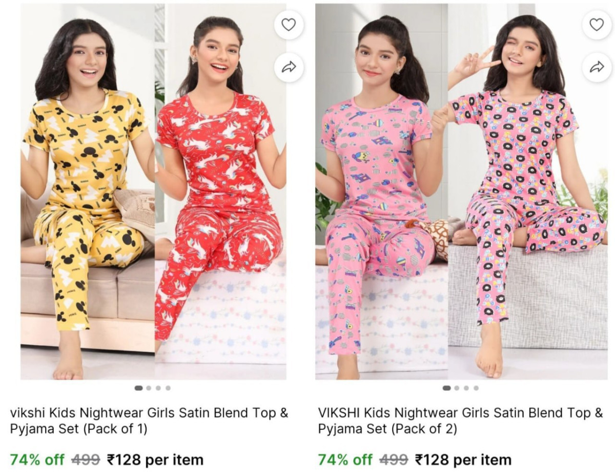 Shopsy Kids Nightwear Girls Top Pyjama Set 128 More