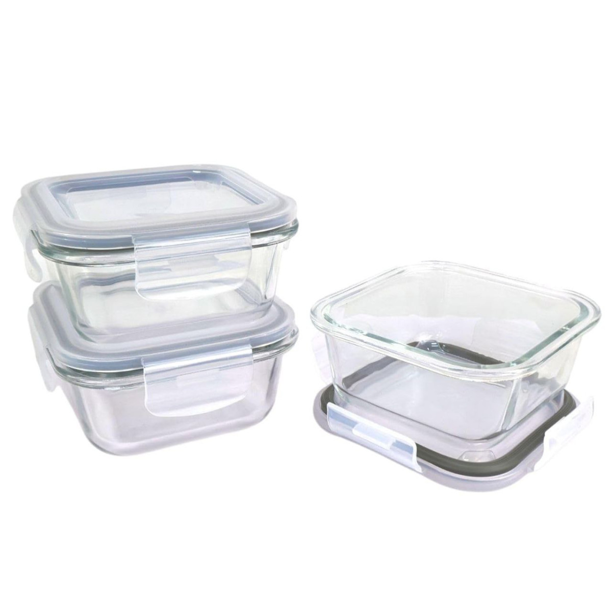 Signoraware Safe N Store Glass Square Container Set Of 3