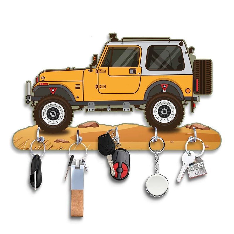 Webelkart Premium Hd Uv Printed Mahindra Thar Car Shape Designer Wooden Key