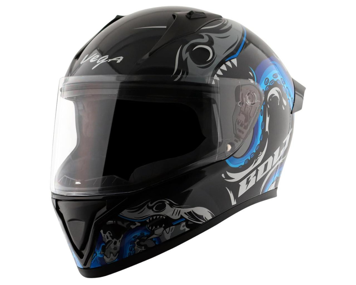 Vega Bolt Octopus Isi And Dot Certified Glossy Finish Full Face Helmet For 