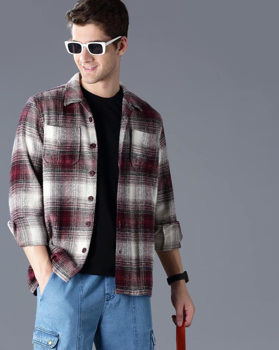 British Club Men Checked Oversized Fit Shacket 775