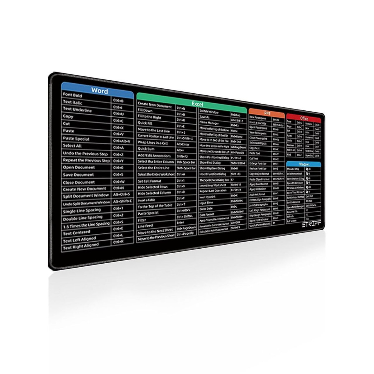 Striff Windows Office Keyboard Shortcuts Desk Mat