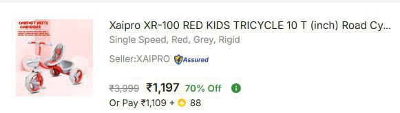- Xaipro Xr-100 Red Kids Tricycle 10 T At Rs 1197 Master Link -