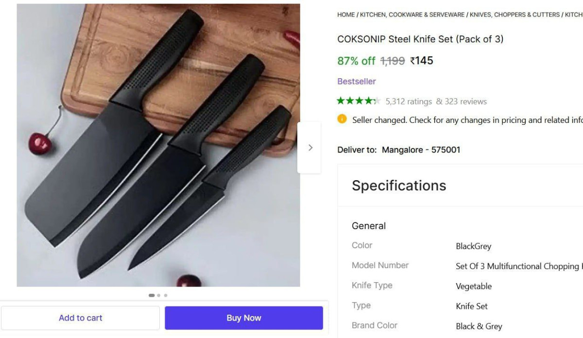 Steel Knife Set (pack Of 3) 145