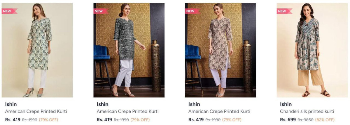Myntra 82 On Ishin Women S Clothing Starts 419