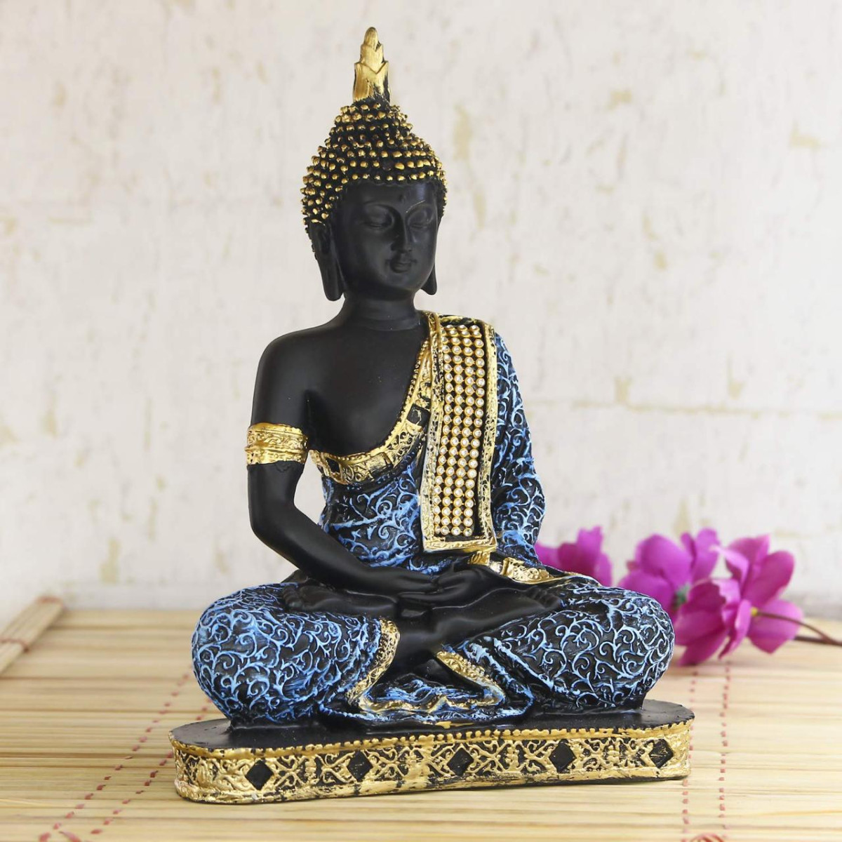 Ecraftindia Buddha Showpiece (18 5 Cm X 13 Cm X 24 Cm Blue) - Polyresin 260