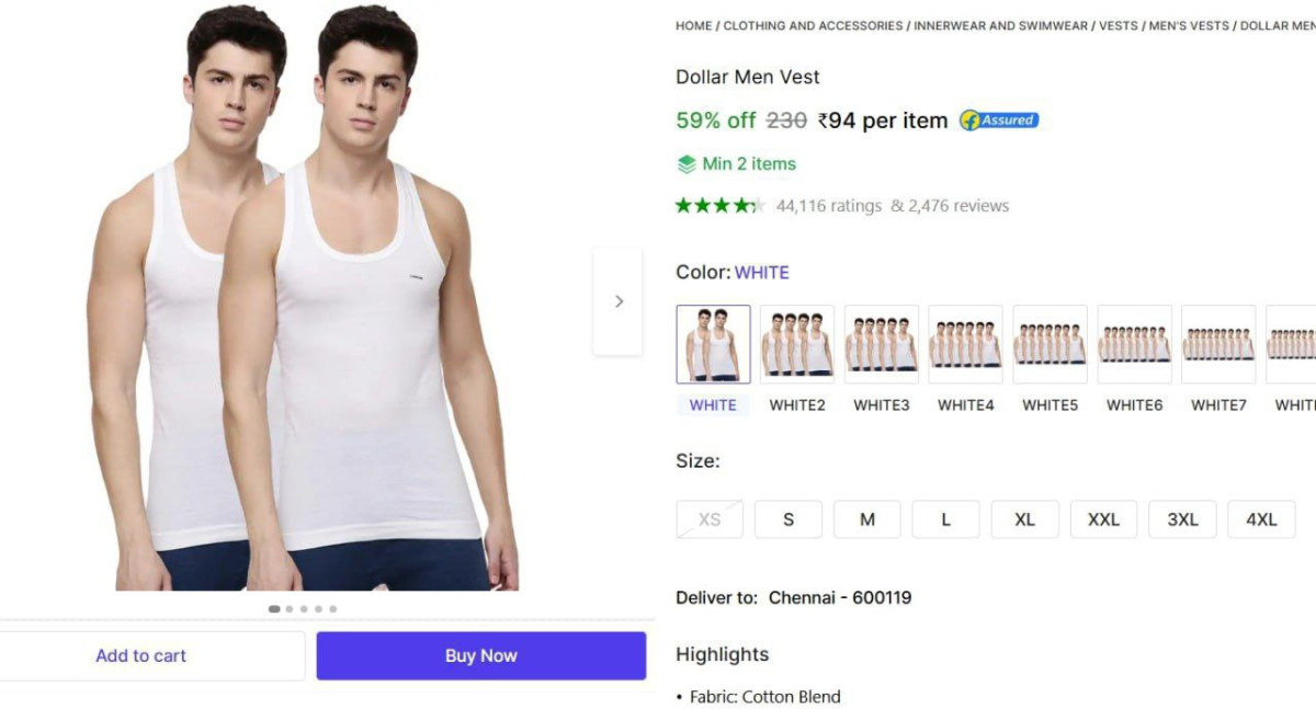 Dollar Men Vest (pack Of 2) 94