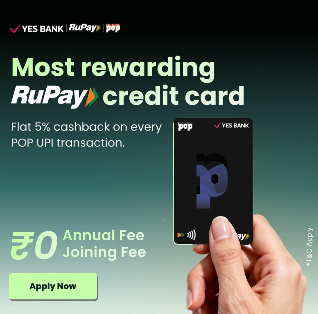 Apply For Yes Bank Pop Credit Card Get Flat 5 Cashback Lifetime Card No Joi