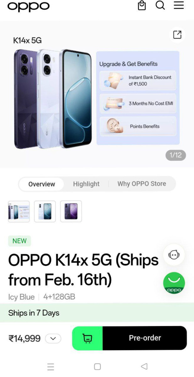 Oppo Store K14x 4 8gb 13500 1500 Many Card 12825 With Sbi Cashback Cc