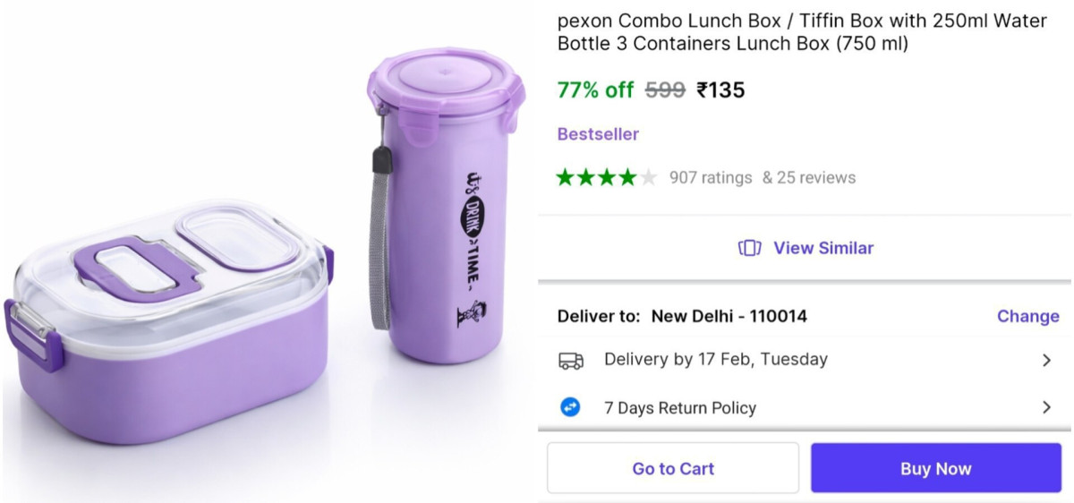 Grab Lunch Box With Bottle At 135