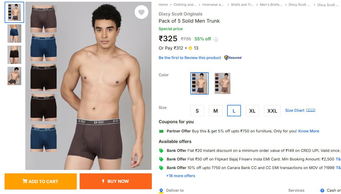 Flipkart Loot Dixcy Scott Trunk Flat 55 (rs 65 Per Trunk)