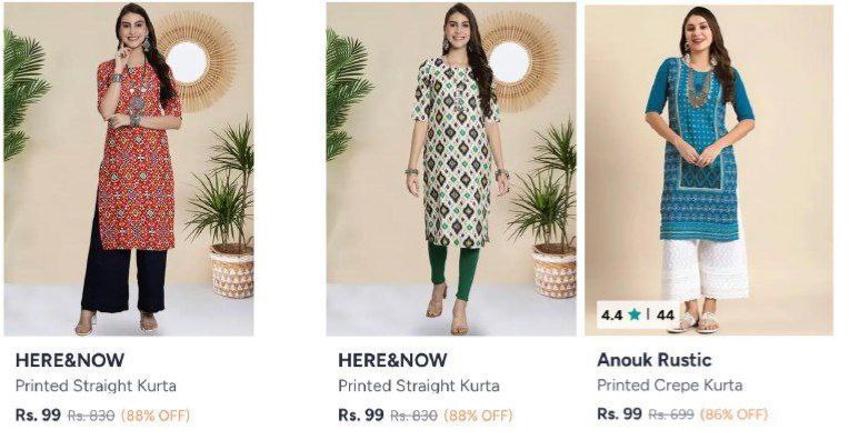 Myntra Loottt 99women S Kurtas
