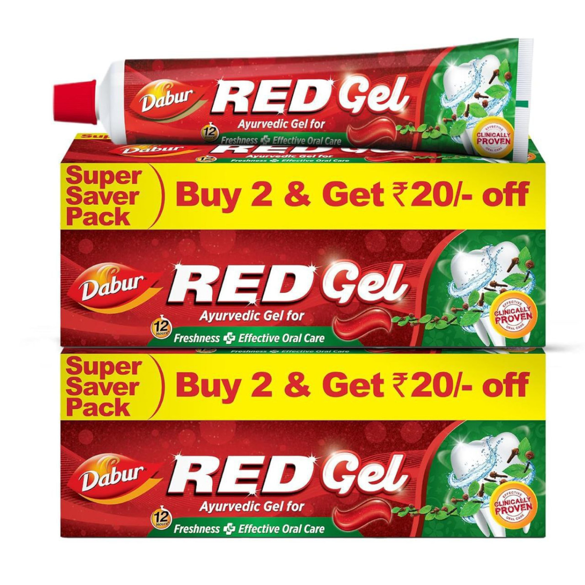 Dabur Red Gel Ayurvedic Toothpaste - 600g (150g X 4)