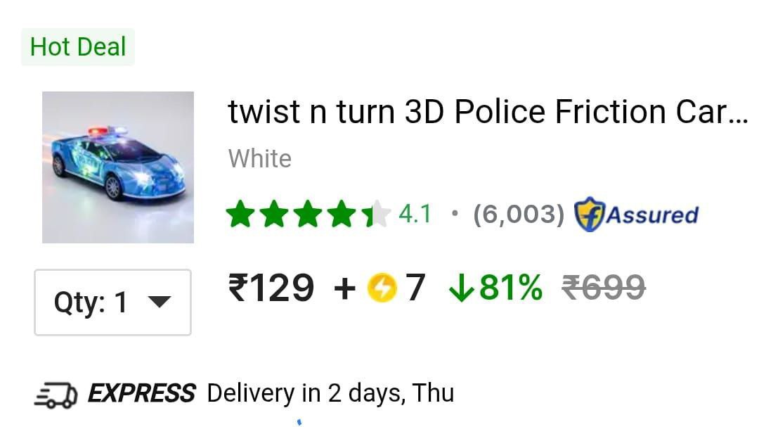 Loot 3d Police Car Toy With Light Music 136