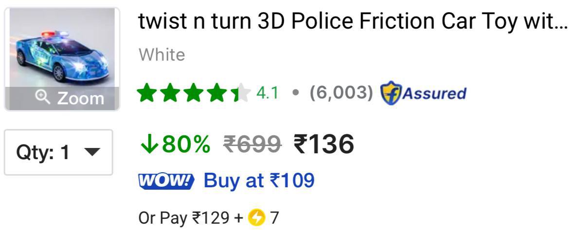 Grab 3d Police Car Toy With Light Music 136