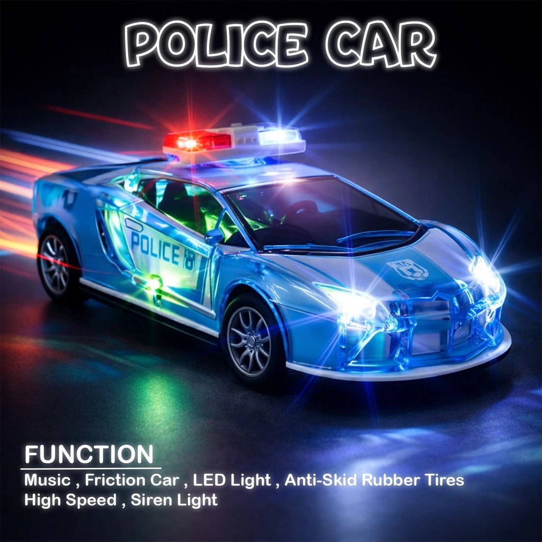 D Police Car Toy With Light Music 129