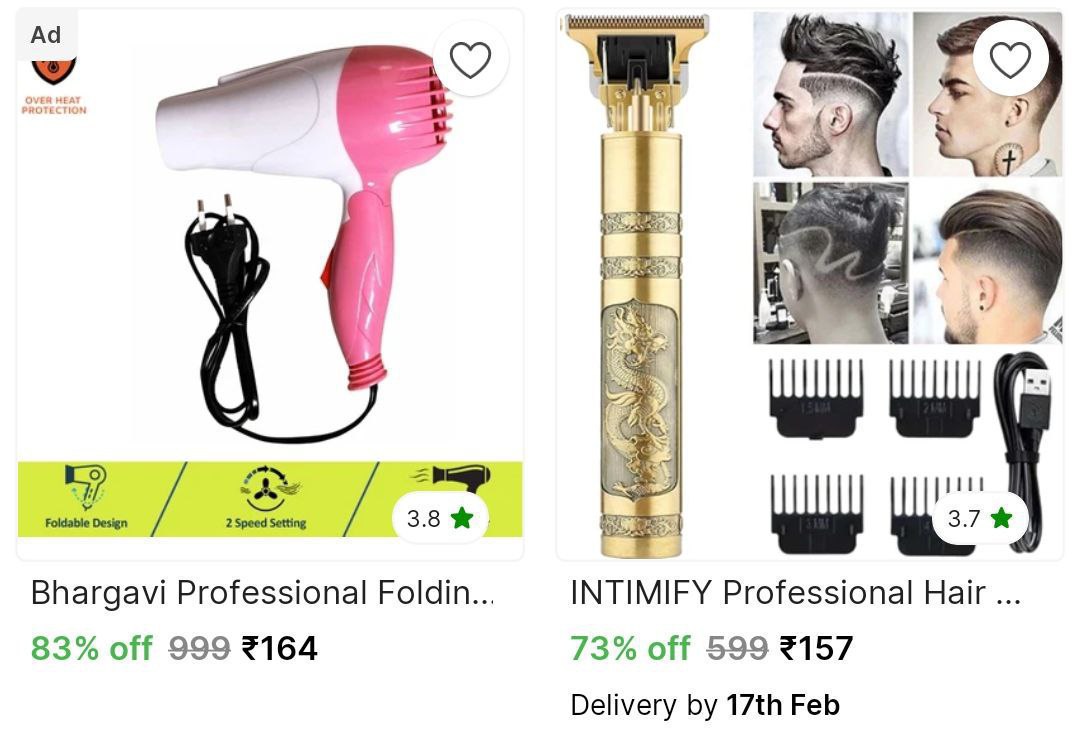 Hair Dryer 164 Hair Trimmer 157