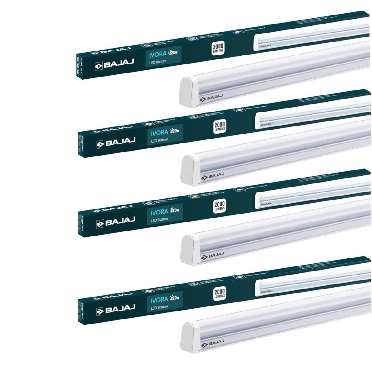 Grab 575bajaj 20 Watt Led Batten With Glare Lighting (pack Of 4 White)