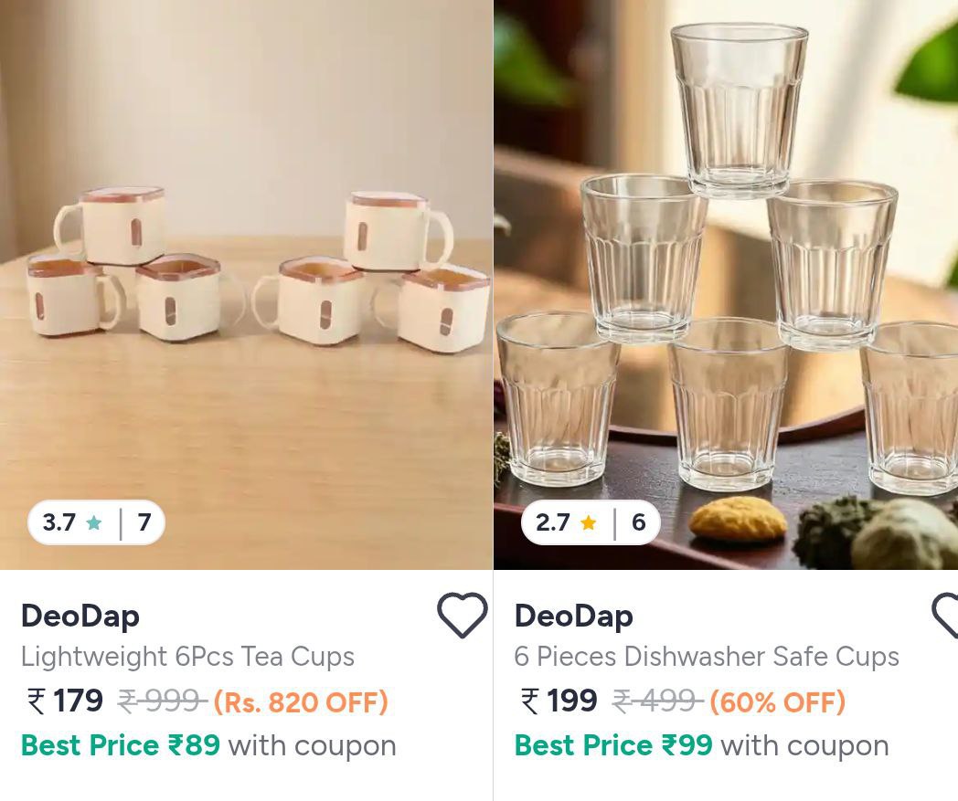 Myntra Set Of 6 Tea Cup Start 179