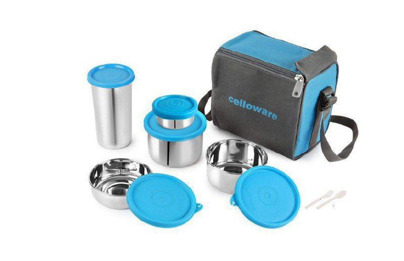 Cello Steelox Stainless Steel Lunch Box Set Of 5 With Bag 499